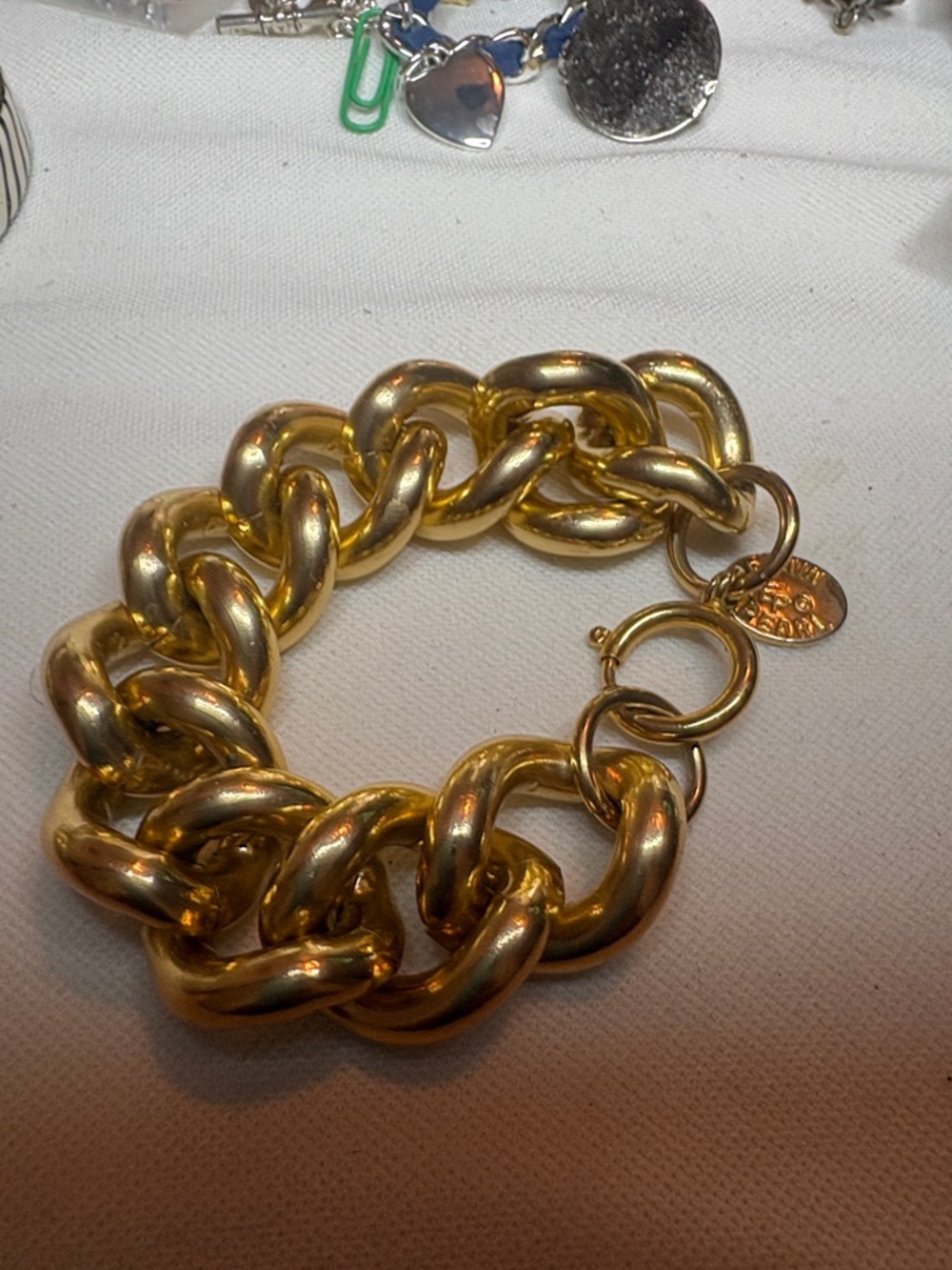 Gold Chunky Link Bracelet by Edwin Pearl. EPG